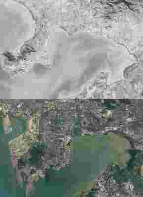 蛇口工业区1979年与2016年卫星图像对比