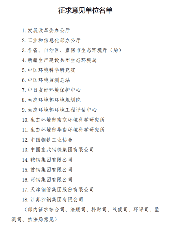 《钢铁烧结、球团工业大气污染物排放标准》等两项国家环境保护标准修改单（征求意见稿）